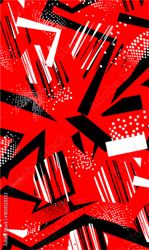 abstract geometric patterns with characteristics of Memphis or constructivist style due to the use of geometric shapes, sharp lines