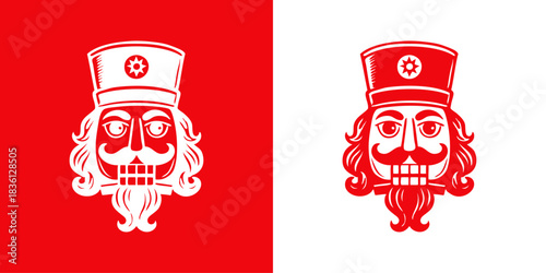 Dibujo de cabeza de muñeco de cascanueces para tarjetas y felicitaciones de Navidad	