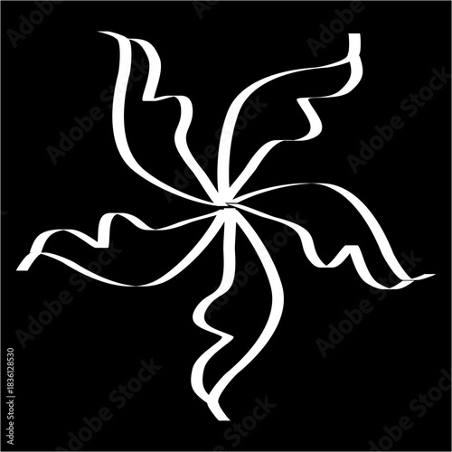 Flowing ribbon-like arms twist outward from a central point, forming an abstract luminous bloom whose swirling contours evoke motion, mystery, grace, and organic transformation.