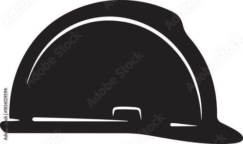 Industrial Safety Helmet Icon Silhouette, Hard Hat Vector, Construction Safety Gear Symbol