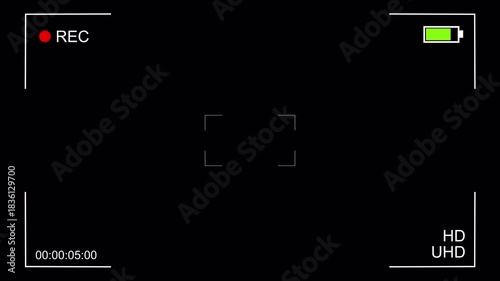 Camera screen recording overlay animation with alpha channel
