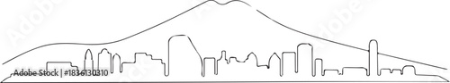 continuous line Addis Ababa skyline with Entoto mountain silhouette.ai