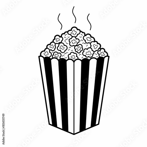 Black and white popcorn snack icon