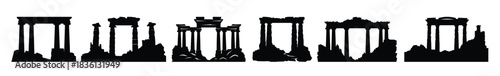 ancient ruins silhouette clipart set 
