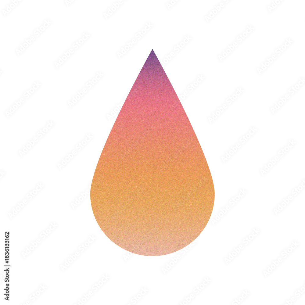 Fototapeta premium Abstract Gradient Droplet Icon with Grainy Texture. Modern Digital Art Element in Vibrant Colors 