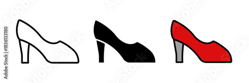 High heels icon simple outline of a single high-heeled shoe, representing fashion, footwear, or style in a clean minimal style.