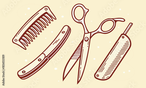 Hairdressing tools collection icons set Hair salon tools and accessories icons set: