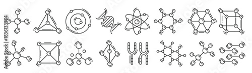  atom dna chromosome and molecule outline icons