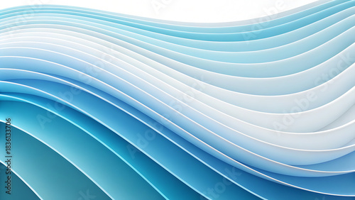 Fototapeta Naklejka Na Ścianę i Meble -  Abstract blue and white layered wave pattern background design element