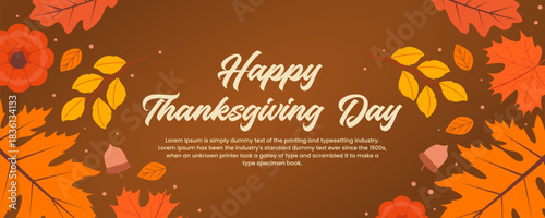 Thanksgiving illustration of bright autumn leaves in a dark brown background. Design Illustration