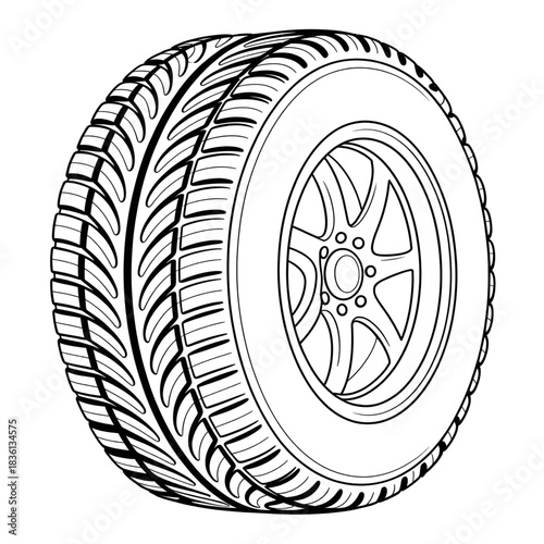  tires coloring page line art