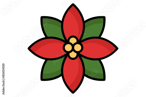 Poinsettia icon. colored icon style. icon related to christmas. christmas elements vector illustration