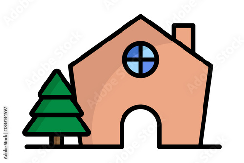 Gingerbread house icon. colored icon style. icon related to christmas. food elements vector illustration