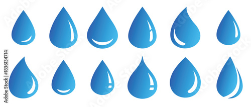 blue solid color water drop set