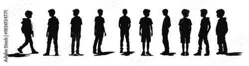 boy silhouettes vector bundle set of teenage boy silhouette 