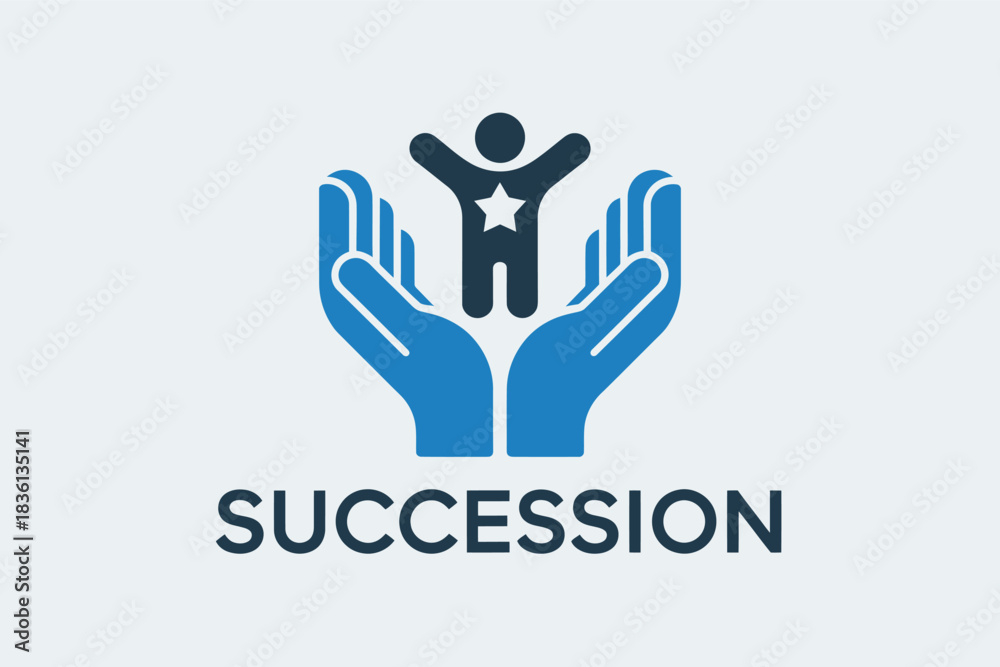 Obraz premium Succession planning vector icon showing hands cradling a person with a star for leadership development and business growth
