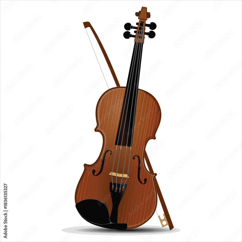 Fototapeta premium Violin Clip art – Classical String Instrument with Bow for Music & Orchestra Designs