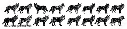 wolf silhouettes illustration isolated on white background