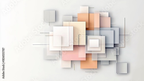 Geometric Squares Composition on White Background