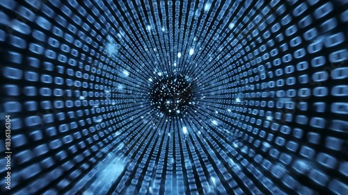 Digital Tunnel: Dive into a mesmerizing digital tunnel composed of binary code, representing the vastness and intricacy of the digital world. The tunnel beckons.