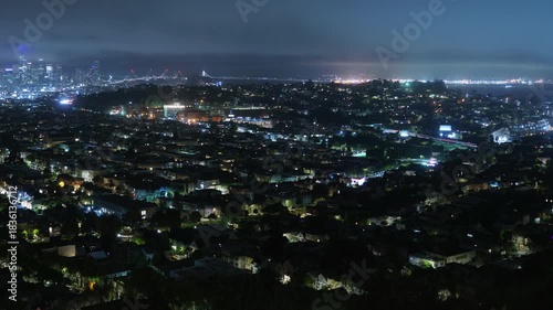 Wallpaper Mural San Francisco Bay and Bay Bridge from Bernal Heights NIght Cityscape Time Lapse California USA Torontodigital.ca