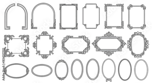 Elegant Decorative Frames Design, Graphic Illustration, Creative Project, Digital Artwork, Art Environment, Top Viewpoint, Visual Concept