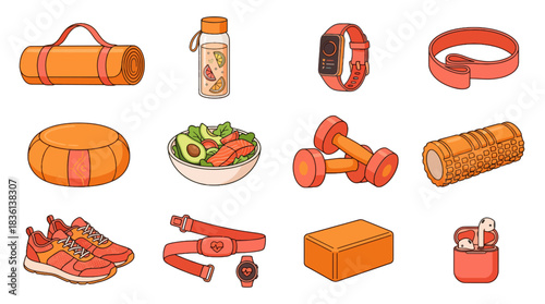 Get motivated with vibrant fitness gear and a healthy meal, inspiring wellness and active lifestyle choices for a balanced routine and vibrant energy