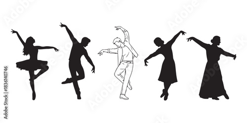 silhouettes of dancing girls