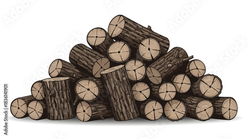 A large irregularly stacked pile of cut brown firewood logs with visible crosssections
