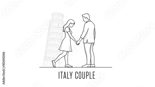 A couple holding hands near the leaning tower of pisa italy