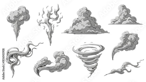 Collection of Cloud, Smoke, and Steam Vector Illustrations