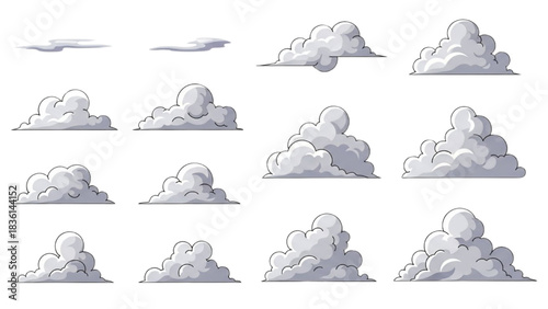 Cartoon Cloud Collection Puffy and Drifting Air