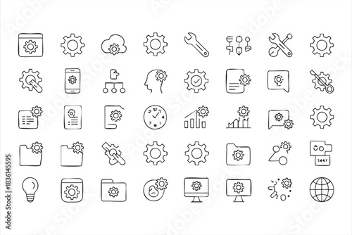 Cloud Sync, Workflow, and Automation Icons for Tech Interfaces