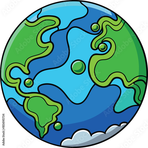 Cartoon Planet Earth Globe