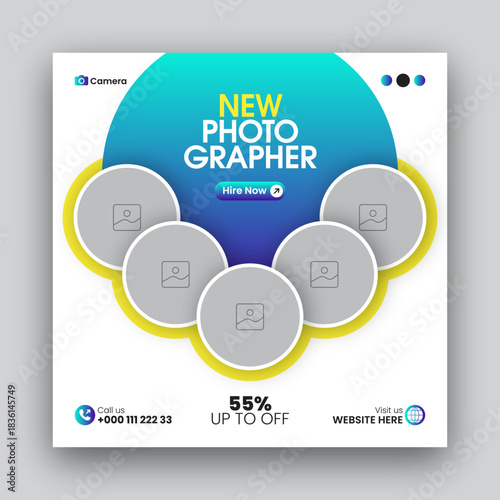 Photography social media post web banner design template