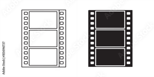Film strip isolated on with empty frames and sprocket holes