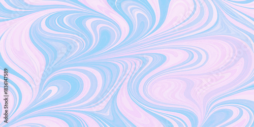 Seamless abstract background with vintage floral vector pattern featuring blue water swirls and decorative ornament curls on a retro textile texture wallpaper design