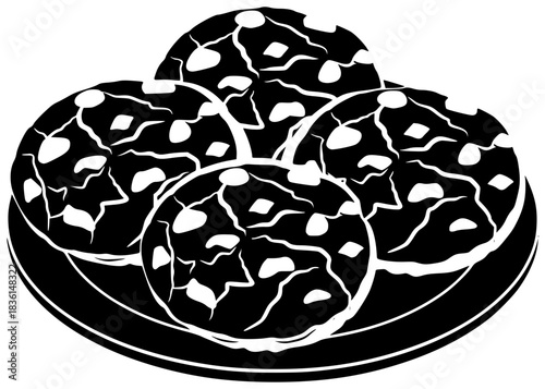 dessert illustration cookie silhouette shortbread logo biscuit icon pastry outline bakery delicious sweet food snack sugar tasty breakfast homemade shape wooden vector graphic background