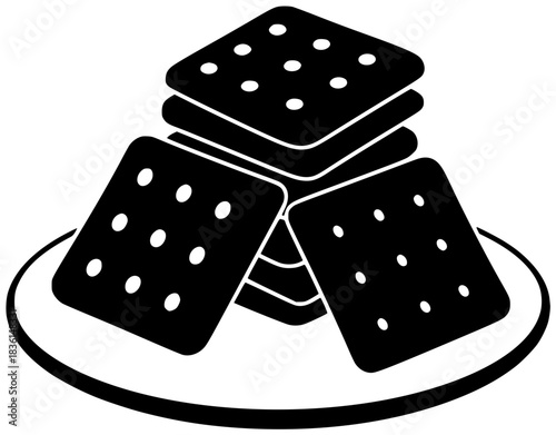 dessert illustration cookie silhouette shortbread logo biscuit icon pastry outline bakery delicious sweet food snack sugar tasty breakfast homemade shape wooden vector graphic background