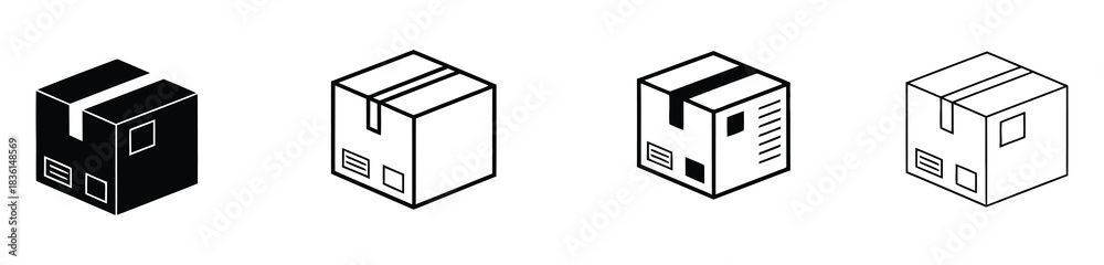 Obraz premium Isometric shipping boxes for logistics and delivery needs. Cardboard Box Icon. Shipping and Delivery Symbol. Cardboard Box Icon for Shipping and Delivery.
