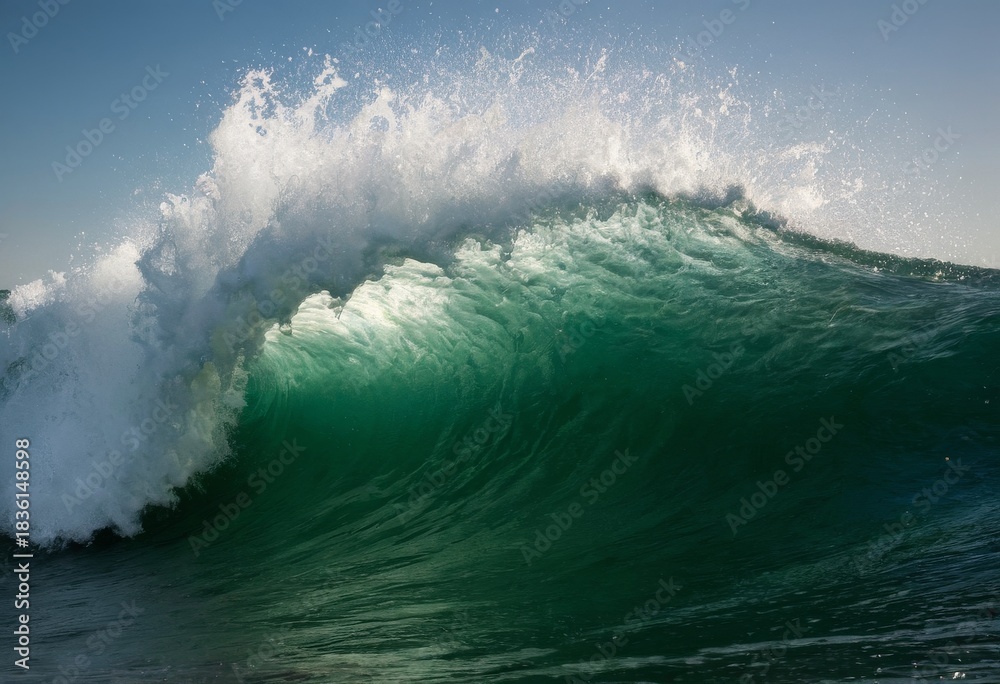 Obraz premium Large Ocean Wave Forming a Barrel in a Rough Sea