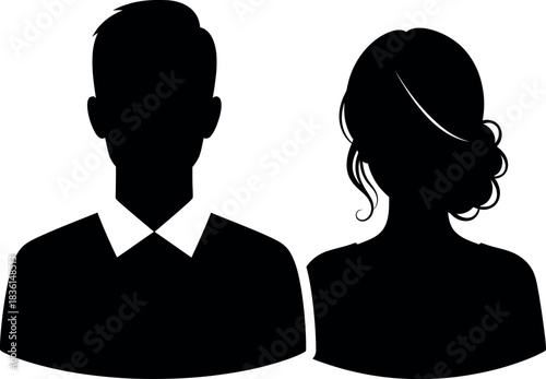 Generic male and female headshot silhouettes for user profiles