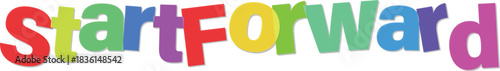 Startforward text design with vibrant colors isolated on transparent background