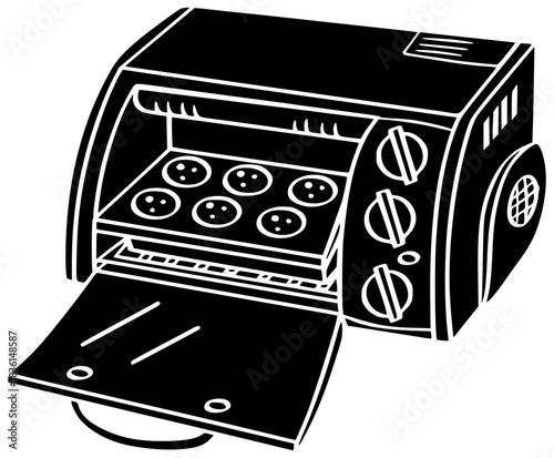 oven illustration vintage silhouette food logo kitchen icon retro outline cooking restaurant cook stove light modern chef element home shape men vector graphic background