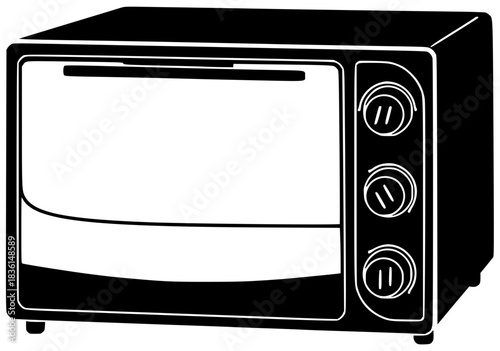 oven illustration vintage silhouette food logo kitchen icon retro outline cooking restaurant cook stove light modern chef element home shape men vector graphic background