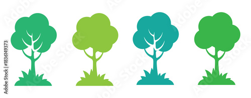 Forest icon represents trees, nature, ecology, plants and landscape. Cheerful trees in spring colors for your nature designs.