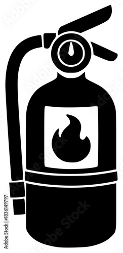 fire illustration portable silhouette safety logo equipment icon extinguisher outline flame emergency protection chemical security tool firefighter danger extinguish shape adults vector graphic backgr