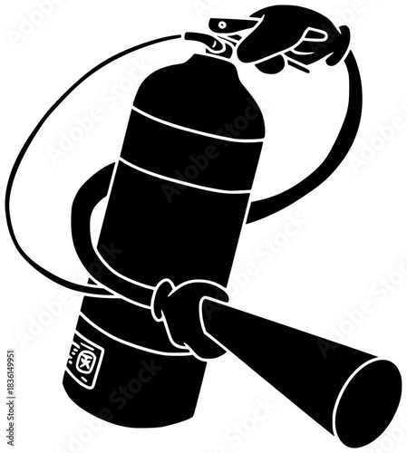 fire illustration portable silhouette safety logo equipment icon extinguisher outline flame emergency protection chemical security tool firefighter danger extinguish shape adults vector graphic backgr