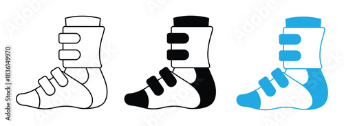 ski boots icon. Ski boots vector isolated icon. Ski boots illustration set for winter sports excitement.  Winter sign. Graph symbol for travel and tourism web site and apps design, logo, app, UI