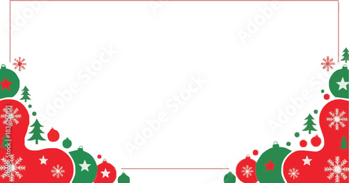 Festive Christmas cheer frame with ornaments, snow, and trees for joyful holiday celebrations and winter projects, evoking warmth and nostalgic memories